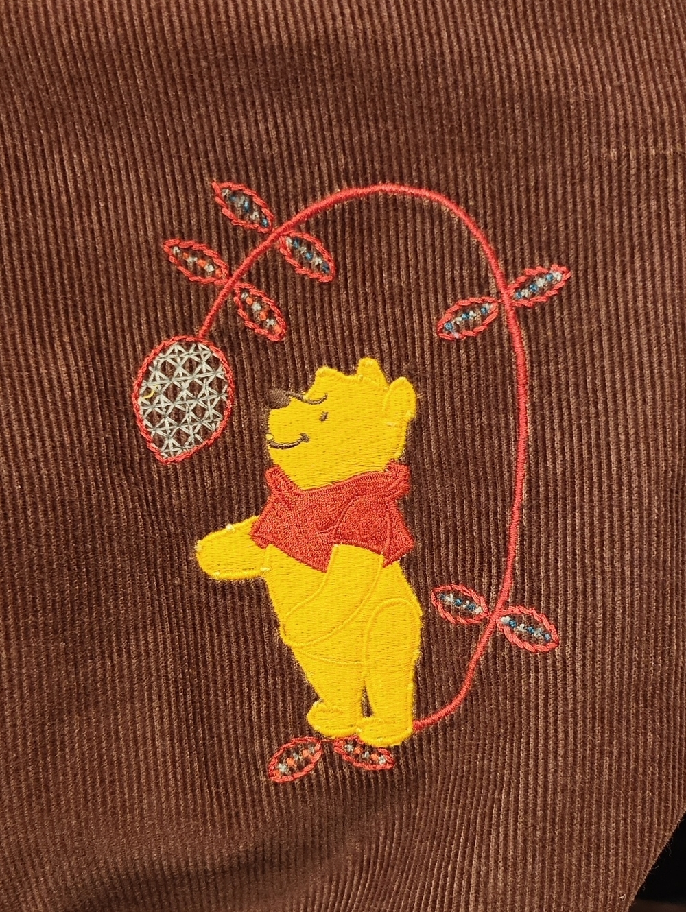 Vintage Y2K Disney Brown Corduroy Winnie the Pooh Button-Up A-line Dress 4X